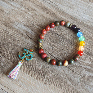 7 Chakra Om Tassel Bracelet