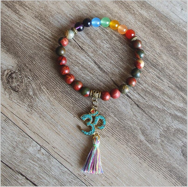 7 Chakra Om Tassel Bracelet