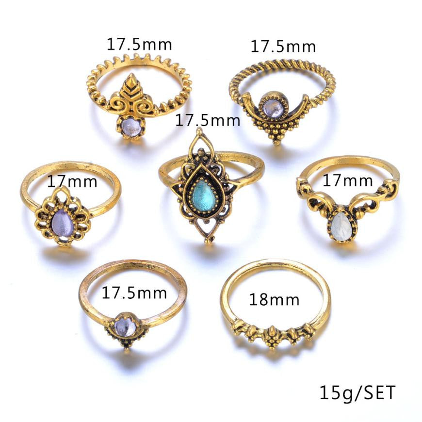 7 Pc. Boho Flora Ring Set