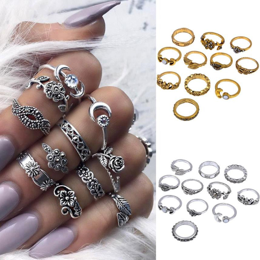 11 Pc. Vintage Flower Ring Set