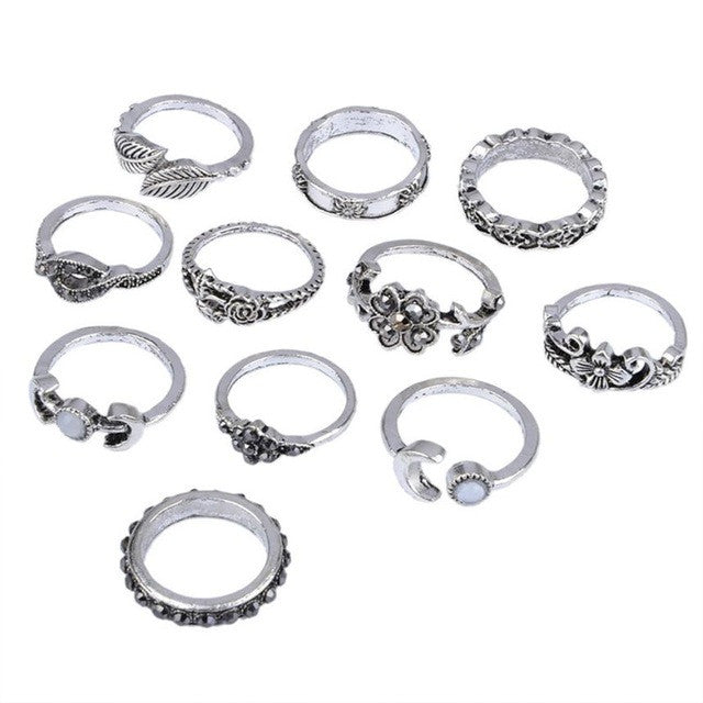 11 Pc. Vintage Flower Ring Set