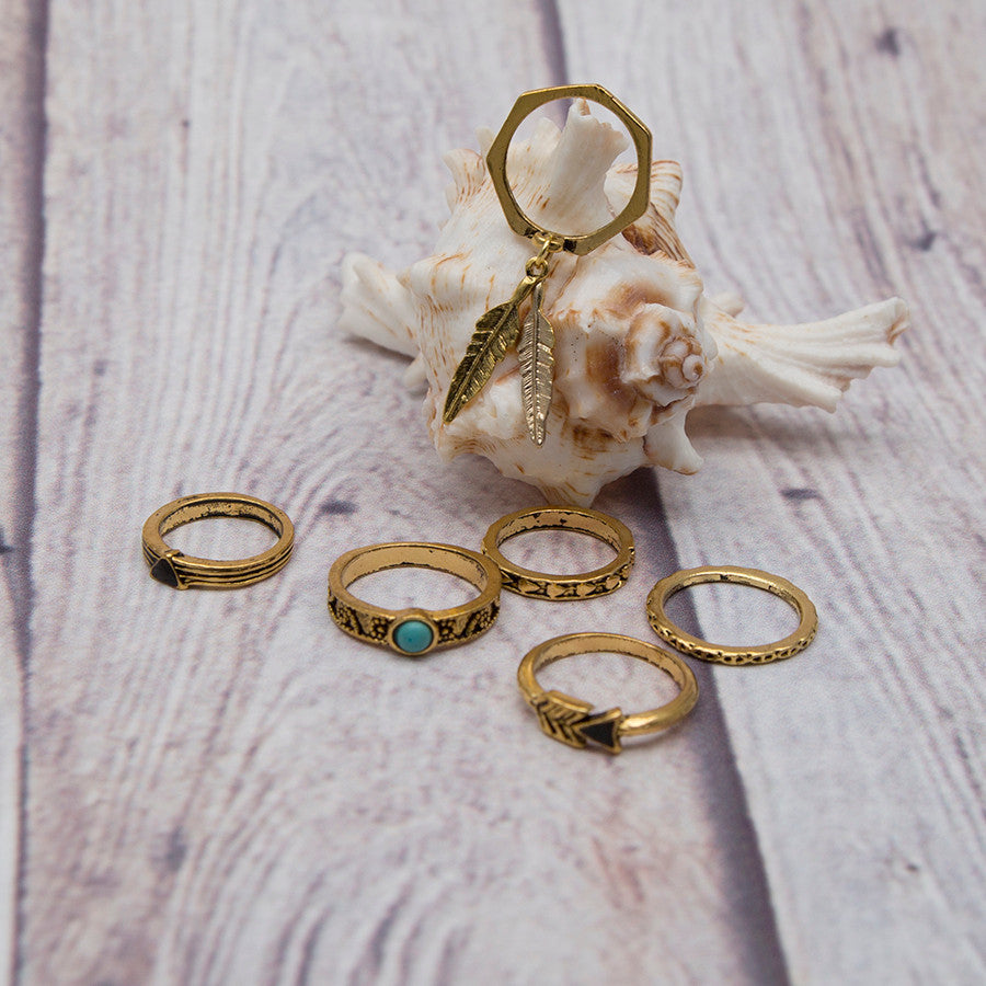 6 Pc. Gold Tone Ring Set