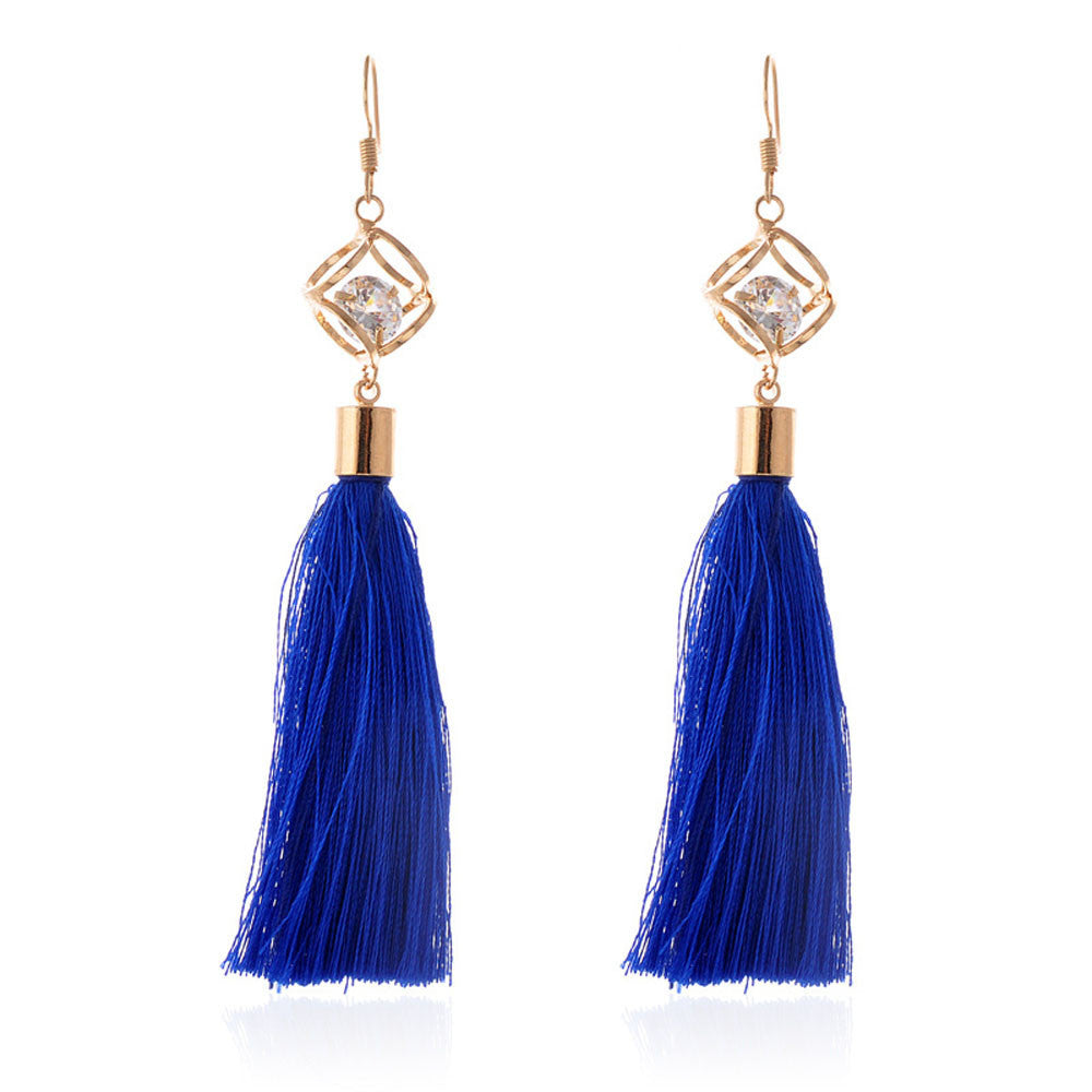 Cylinder Cage & Tassels Earrings