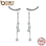 BAMOER Crystal Tassel Drop Earrings