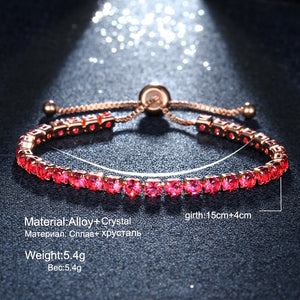 Full Tennis Adjustable Rose Gold Bracelet