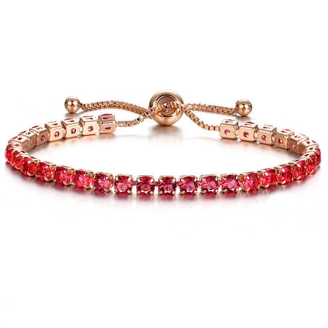 Full Tennis Adjustable Rose Gold Bracelet