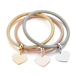 Tri Color Charm Bangle Bracelet Set