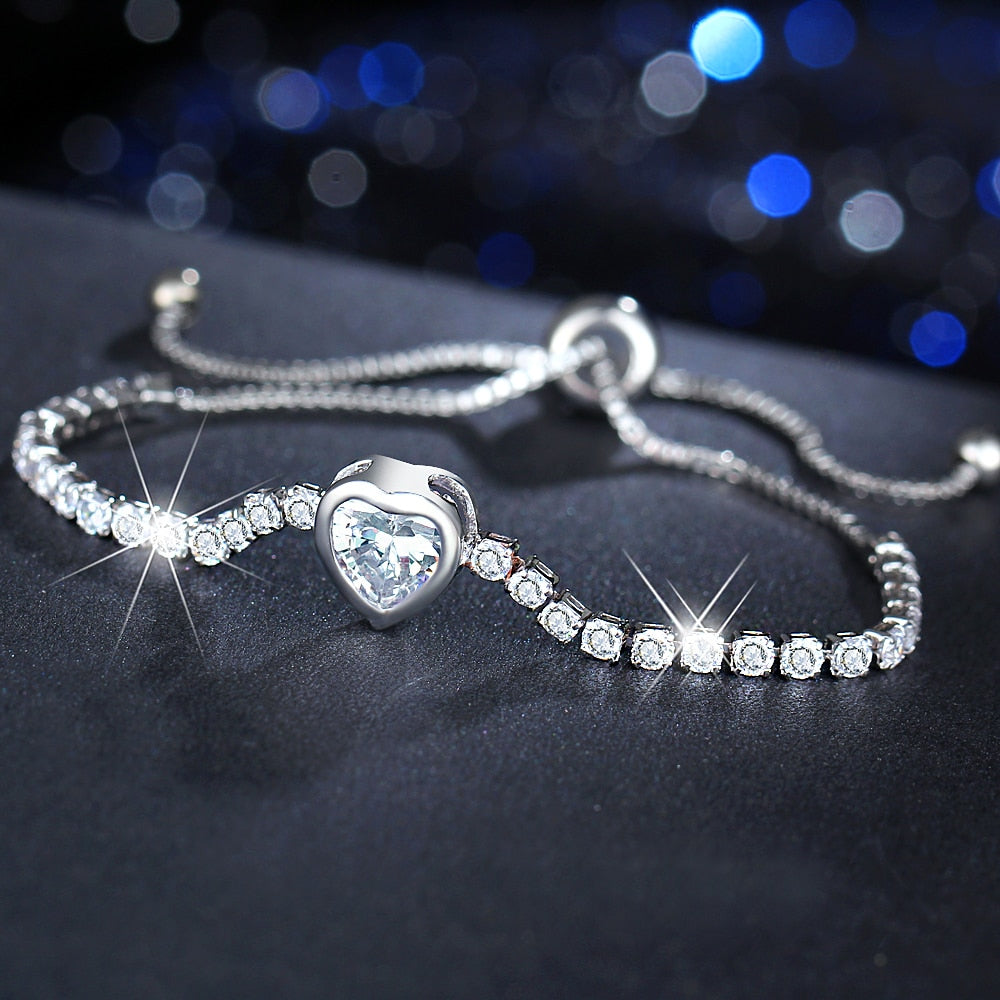 A Sparkling Heart Rose Gold Bracelet