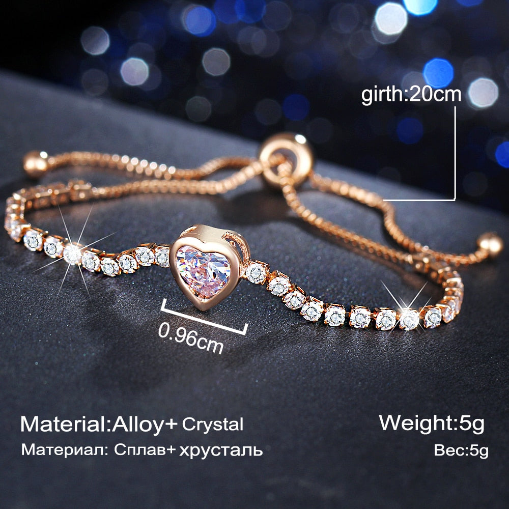 A Sparkling Heart Rose Gold Bracelet