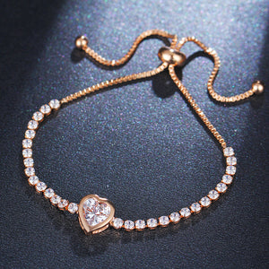 A Sparkling Heart Rose Gold Bracelet